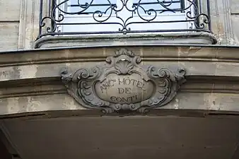 Rococo cartouche of the  Hôtel de Conti (Place du Château no. 14), Saint-Germain-en-Laye, France, unknown architect, 18th century