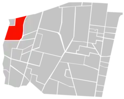 Location of San Pedro de los Pinos (in red) within Benito Juárez borough