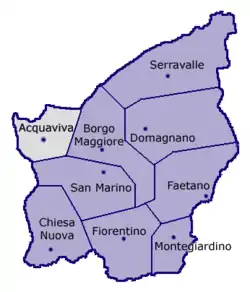 Location of Acquaviva within San Marino