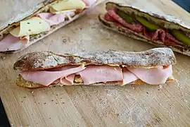 Jambon-beurre, a French ham baguette sandwich