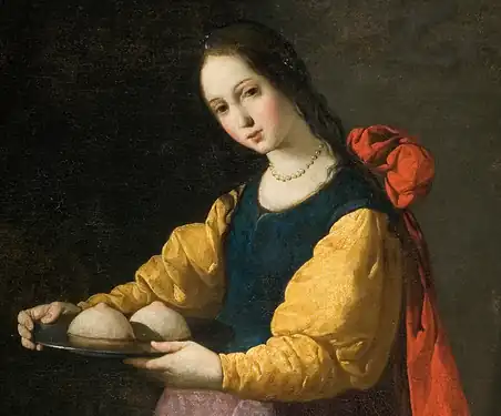 Saint Agatha, detail from a painting of Francisco de Zurbarán