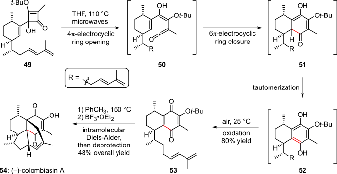 Scheme 10. Electrocyclic cascade in the total synthesis of (–)-colombiasin A