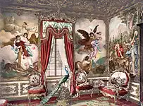 Eastern tapestry room with painted imitation tapestries