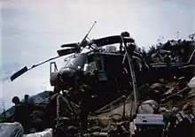 26 April 1968. Operation Delaware, second crashed helicopter on Signal Hill, A Shau Valley.