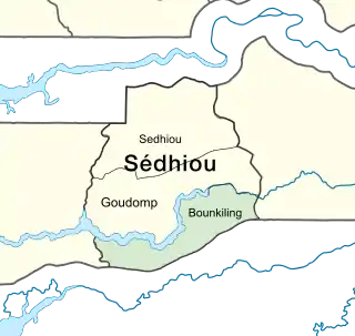 Map of Bounkiling Department in Sédhiou Region, Senegal