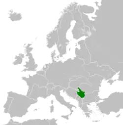 The Territory of the Military Commander in Serbia within Europe, circa 1942