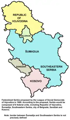 Republic of Vojvodina within federalised Serbia, proposed by the League of Social Democrats of Vojvodina in 1999.