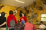 Scouts attend a merit badge class at the Settler's Camp Nature Lodge