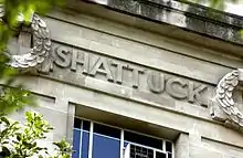 Lemuel Shattuck's name as it appears on the frieze of the London School of Hygiene & Tropical Medicine.