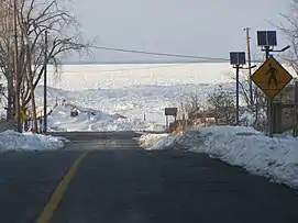 An unbroken stretch of shelf ice at Indiana Dunes National Park