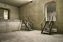 A floor below the used platform that was used as a fallout shelter