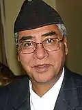 PM Sher Bahadur Deuba wearing Bhadgaunle topi