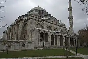 Şehzade Mosque: view of the exterior and one of the lateral porticos