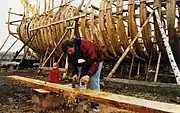 planing deck beams with expert supervision....