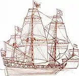 Artist impression of the fully dressed Shtandart