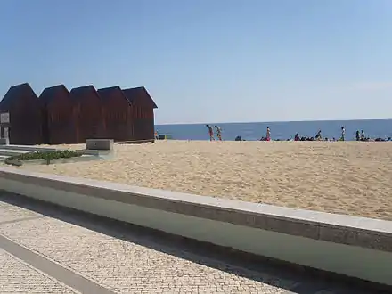 Siglas Poveiras in a beach shed at Salgueira Beach, as viewed from Banhos Avenue sidewalk