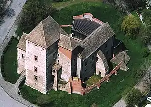 The castle fortress of Simontornya in Hungary was donated in the 1720s to the Limburg Styrum, but soon they built a new a castle, and turned the old one into a barn. The fortress was later inherited by the counts of Esterhazy.