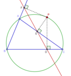 Simson line of P