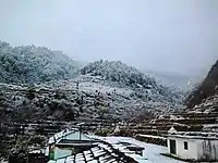 Snowfall in Nayaar river valley