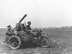 Ckm wz. 30 mounted on a Sokół 1000 with handle and sights adapted for anti-aircraft fire