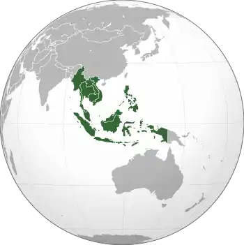 South-East Asia highlighted in green