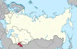 Location of Tajikistan (red) within the Soviet Union