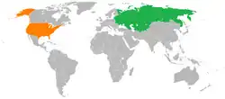 Map indicating locations of Soviet Union and United States