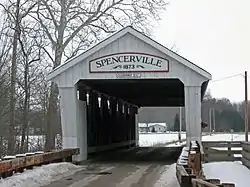 West portal of the Spencerville, Indiana covered bridge.