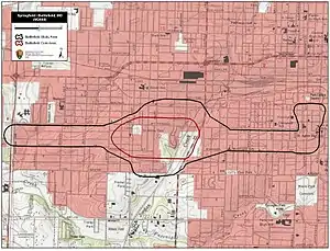 Map of Springfield Battlefield core and study areas by the American Battlefield Protection Program