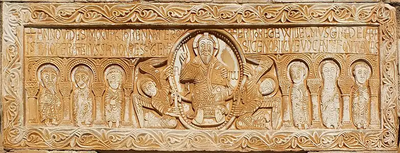 Early Romanesque lintel over a doorway at Saint-Génis-des-Fontaines Abbey (1019–1020)