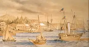 St. George's Harbour, ca. 1864. Confederate blockade runners are visible.