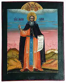 18th century icon of Alexander Svirsky.