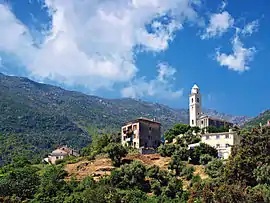 The Church of Santa-Maria Assunta and the Santa-Croce Brotherhood Chapel, in the village of Mandriale in Santa-Maria-di-Lota