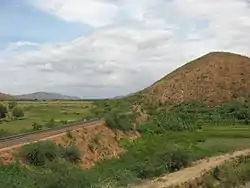 The railway curves into the Nallamalas at the Nandikamma Pass, Cumbum