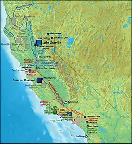 North Bay Aqueduct is located on map, left of Sacramento and above San Francisco