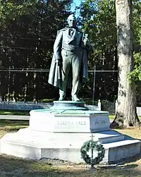 The monument to Rev. Elisha Yale in the park