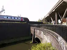 Stewart Aqueduct — Motorway (M5) over rail over canal over canal.