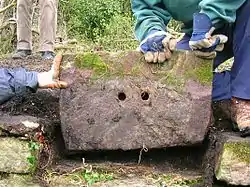 Stone railway sleeper found at the Hurry near Millburn Drive