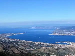 View of Strait of Messina, from the Sicilian coast