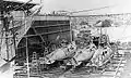 US Navy submarines in dry dock Dewey, c. 1912