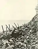 Exterior view of damage to Fort Sumter,