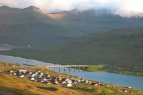 The Streymin Bridge over Sundini Sound connects Eysturoy to Streymoy.