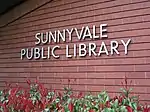 Exterior sign on the library building