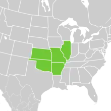 Symphyotrichum anomalum native distribution: US — Arkansas, Illinois, Kansas, Missouri, and Oklahoma.