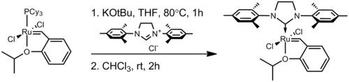 Preparation of the first-generation Hoveyda–Grubbs catalyst from the first-generation Grubbs catalyst