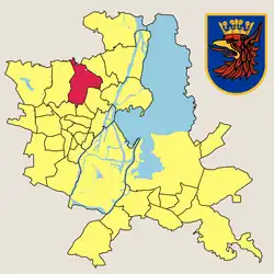 Location of Warszewo within Szczecin