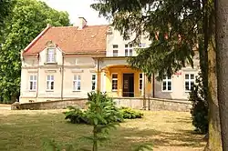 The neo-baroque palace in Babięty Wielkie, now a primary school