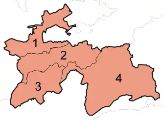 Map of Tajikistan divided per province