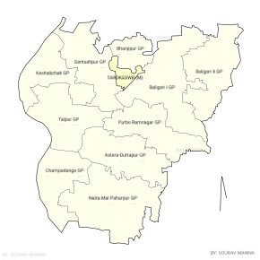 Tarokeswr CD block map showing GP and urban areas