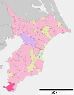 Location of Tateyama in Chiba Prefecture